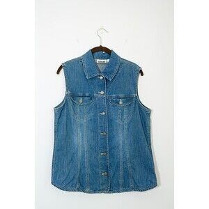 Chico's Design Denim Jean Vest 1 M moto